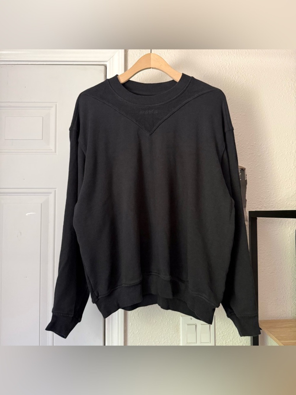 NAMA black bamboo‎ organic cotton crew neck boxy oversized pullover sweater